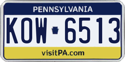 PA license plate KOW6513