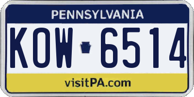 PA license plate KOW6514