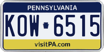 PA license plate KOW6515