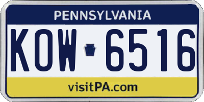 PA license plate KOW6516
