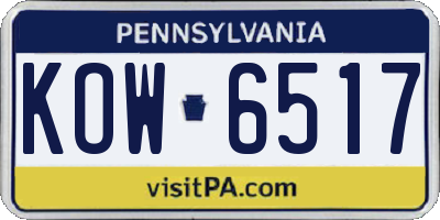 PA license plate KOW6517