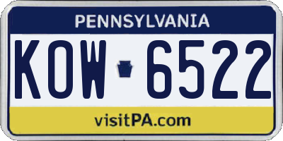 PA license plate KOW6522