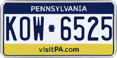 PA license plate KOW6525