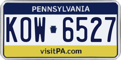PA license plate KOW6527