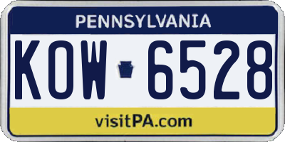 PA license plate KOW6528