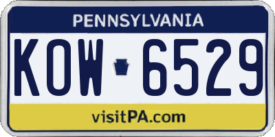 PA license plate KOW6529