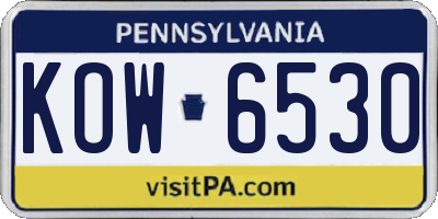 PA license plate KOW6530