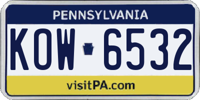 PA license plate KOW6532