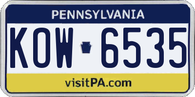 PA license plate KOW6535