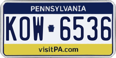 PA license plate KOW6536