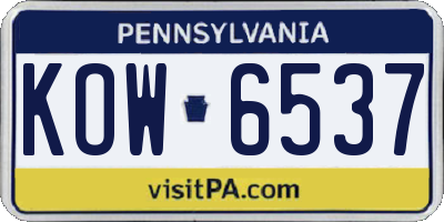 PA license plate KOW6537