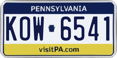 PA license plate KOW6541