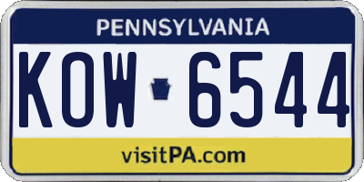 PA license plate KOW6544