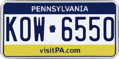PA license plate KOW6550