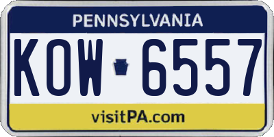 PA license plate KOW6557