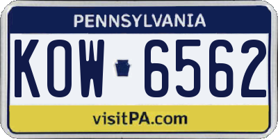 PA license plate KOW6562