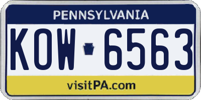 PA license plate KOW6563