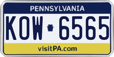 PA license plate KOW6565