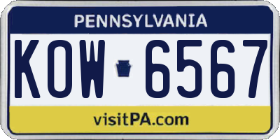 PA license plate KOW6567