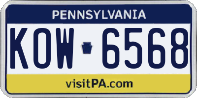 PA license plate KOW6568
