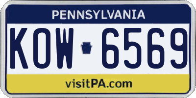 PA license plate KOW6569