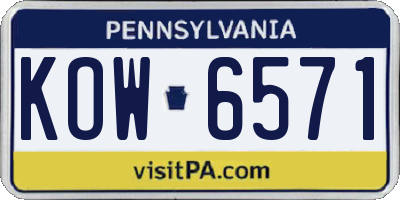 PA license plate KOW6571