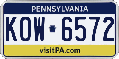 PA license plate KOW6572