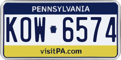 PA license plate KOW6574