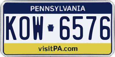 PA license plate KOW6576