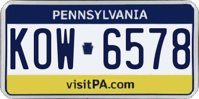 PA license plate KOW6578