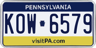PA license plate KOW6579