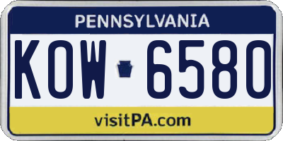 PA license plate KOW6580