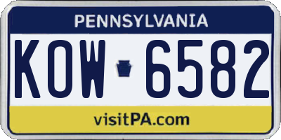 PA license plate KOW6582