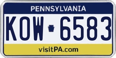 PA license plate KOW6583