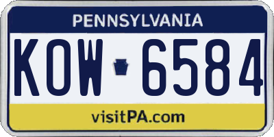 PA license plate KOW6584