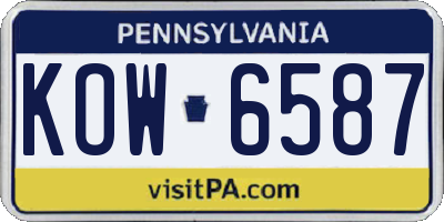 PA license plate KOW6587