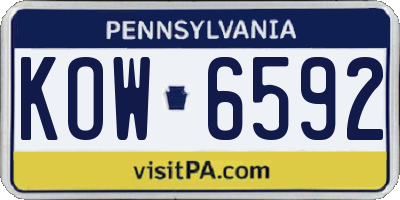 PA license plate KOW6592