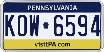 PA license plate KOW6594