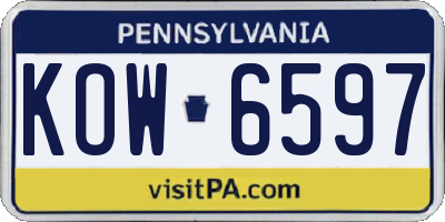 PA license plate KOW6597