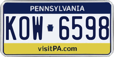 PA license plate KOW6598