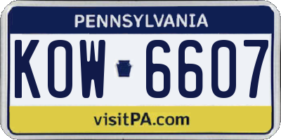 PA license plate KOW6607