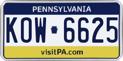 PA license plate KOW6625