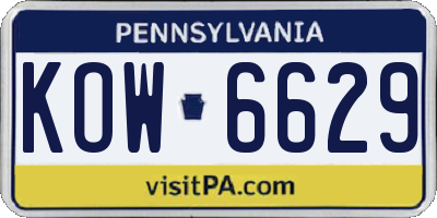 PA license plate KOW6629