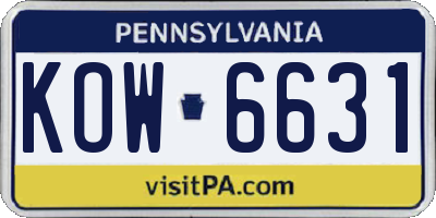 PA license plate KOW6631