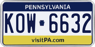 PA license plate KOW6632