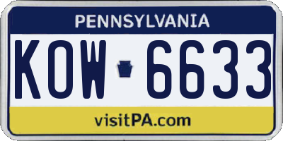 PA license plate KOW6633