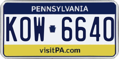 PA license plate KOW6640