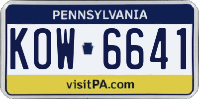 PA license plate KOW6641