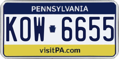 PA license plate KOW6655