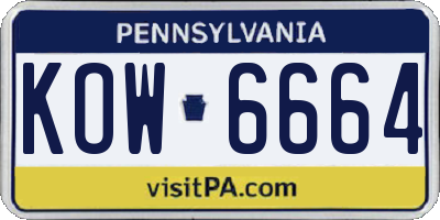 PA license plate KOW6664